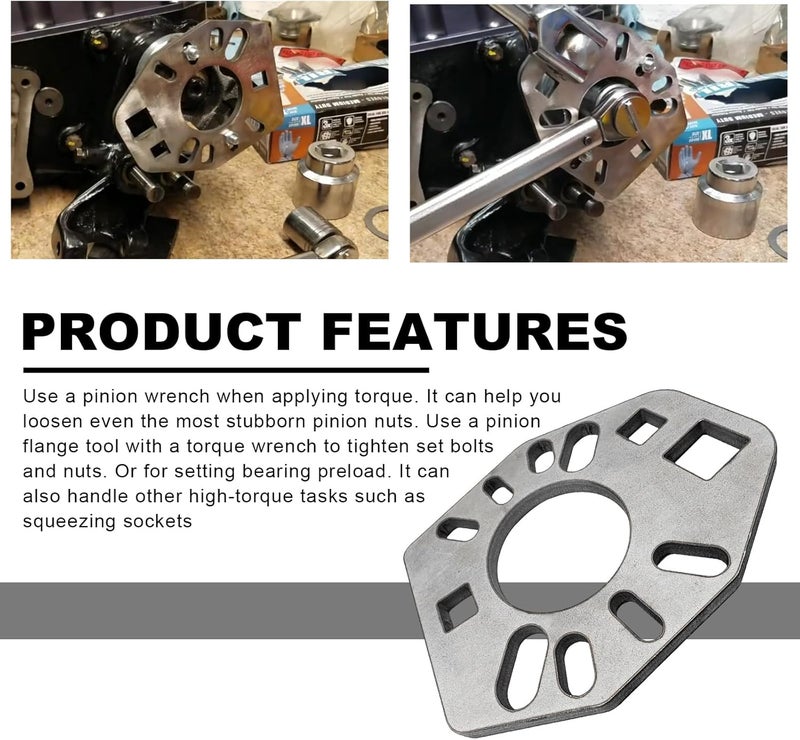 FSTURIOS Stainless Steel Pinion Yoke Wrench Tool, Pinion Holder Yoke Wrench with Extra 1/2" Hole Fits Most Sockets, Extra Strength Puller Suitable for Loosening Pinion Flange & Nuts - Image 5